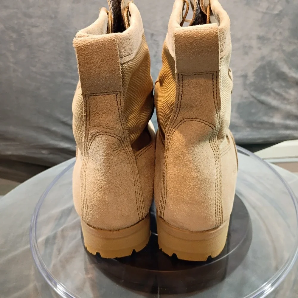 Wellco Mens Tan Suede Nylon Combat Military Boots Vibram Sole 11 W, Work, Hiking